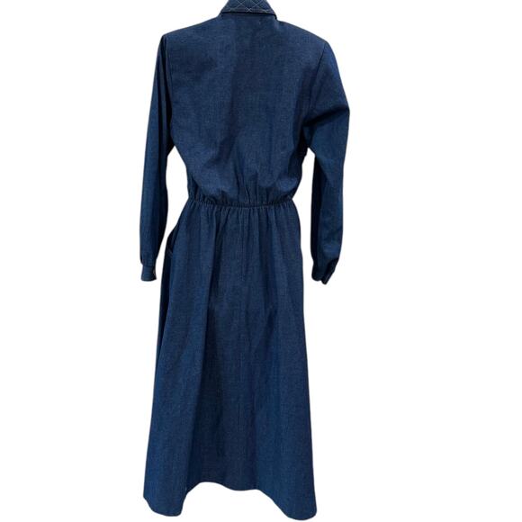 Vintage 70s Around Town Denim Midi Dress - Picture 7 of 10